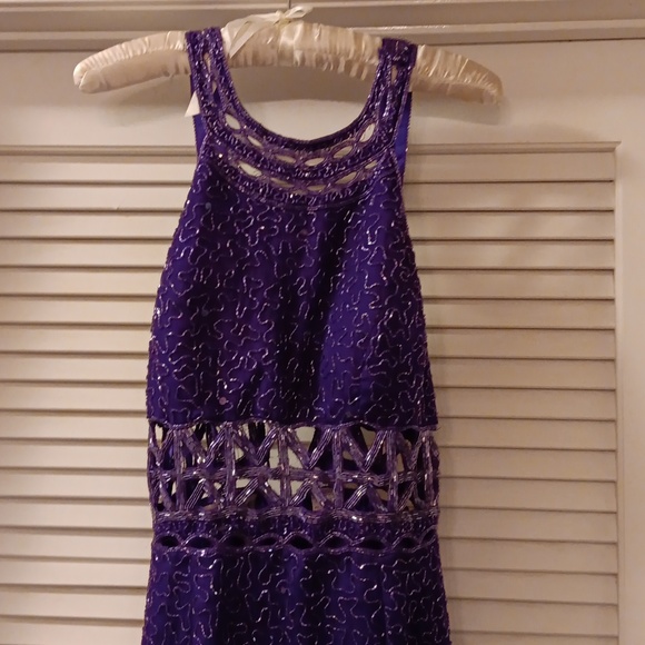 Dazzling Deep Egglplant Evening Gown - Picture 2 of 5